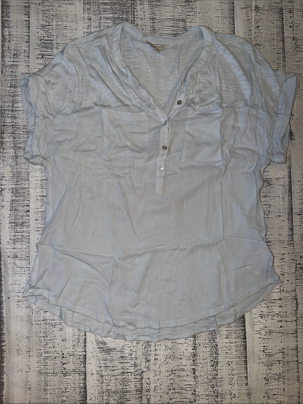 Lucky Brand Pale Blue Short-Sleeve Henley Blouse